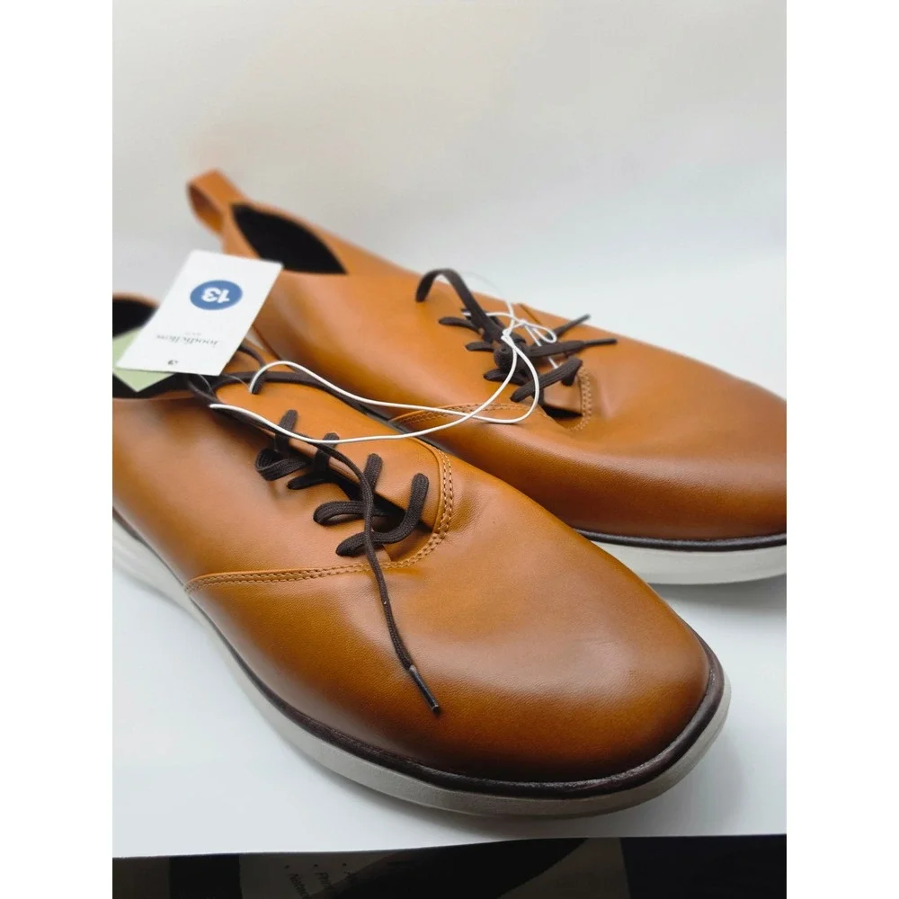 Goodfellow & Co Men Luis Hybrid Dress Shoes Cognac Brown Memory Foam Size 13 NEW